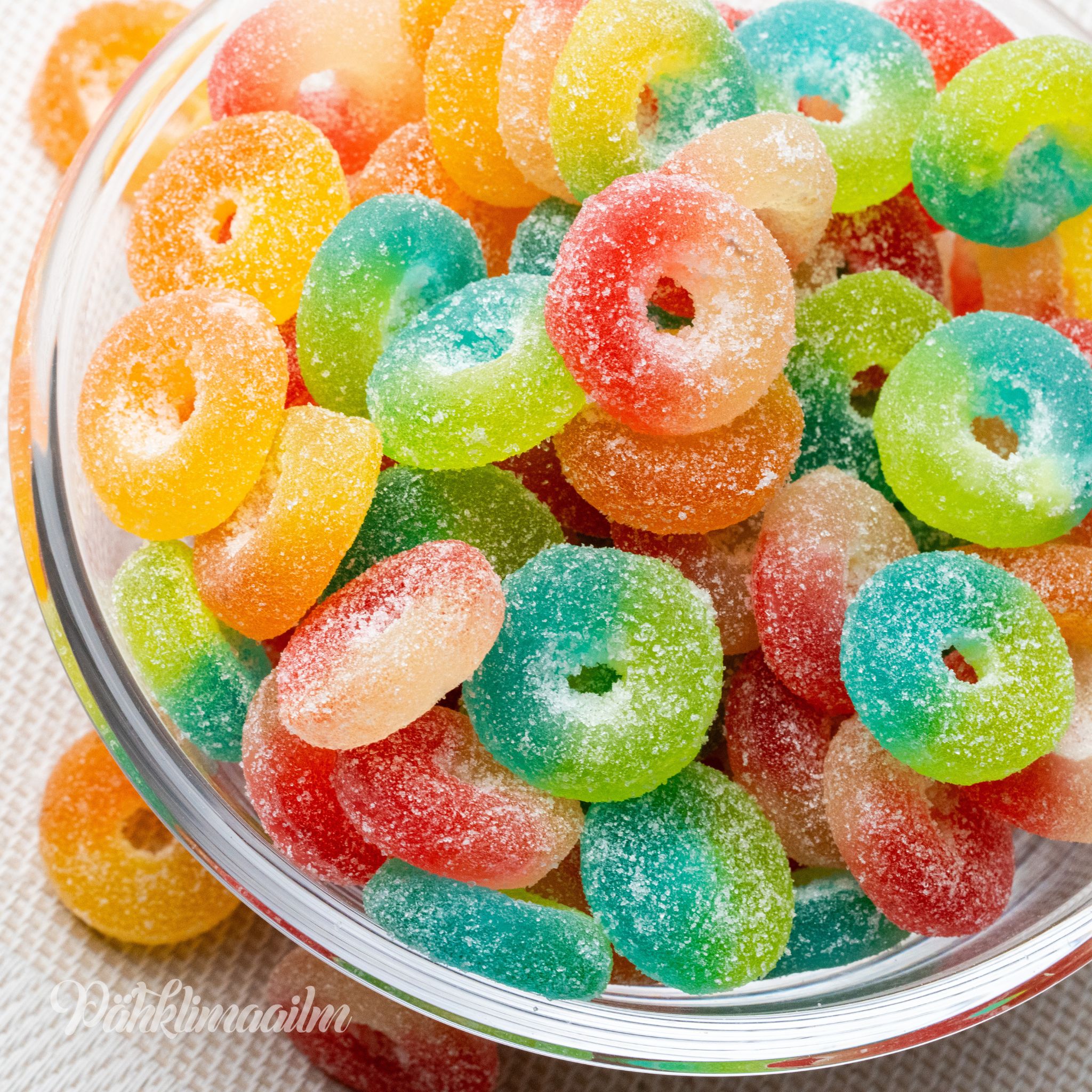 Kummikommid Suhkrustatud puuviljarõngad, 1 kg