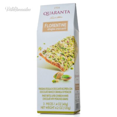 “QUARANTA” krokantbatoonid pistaatsiapähklitega, kaetud valge šokolaadiga, 120 g